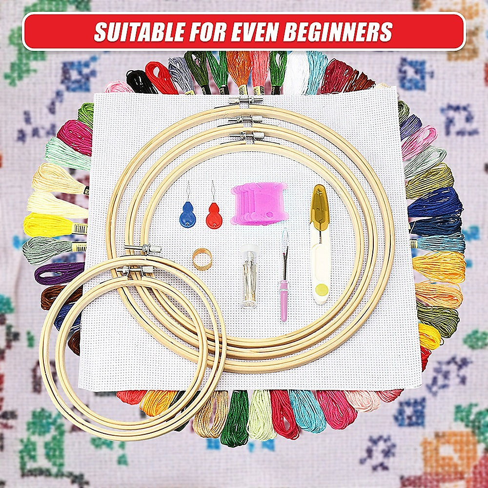 Embroidery Starter Kit Cross Stitch Kit DIY Hand Craft Stitch 50 Colour Kit 8