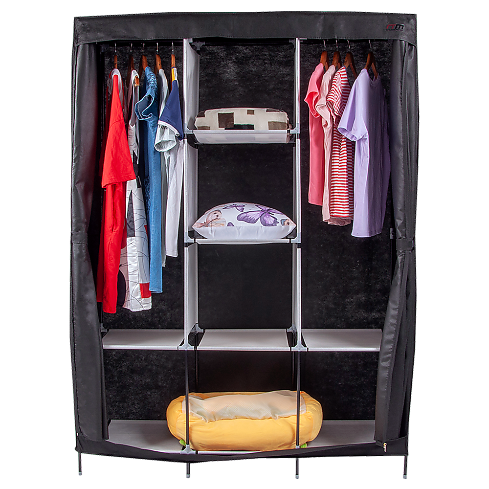 Large Portable Clothes Closet Canvas Wardrobe Storage Organizer with Shelves 4