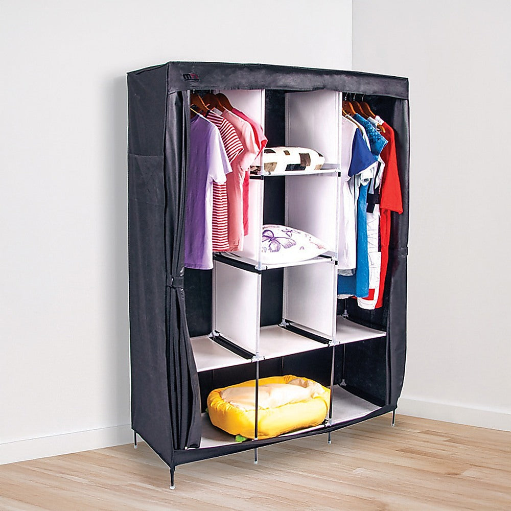Large Portable Clothes Closet Canvas Wardrobe Storage Organizer with Shelves 6