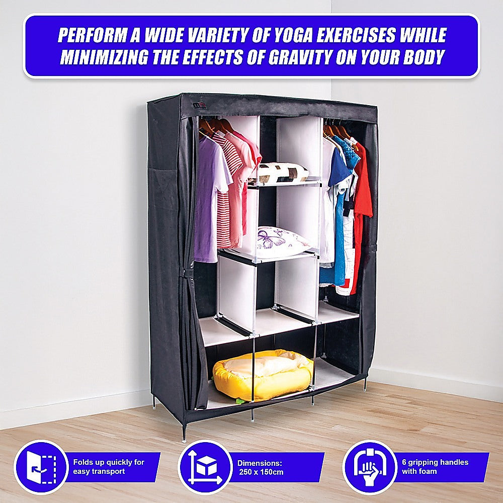 Large Portable Clothes Closet Canvas Wardrobe Storage Organizer with Shelves 8