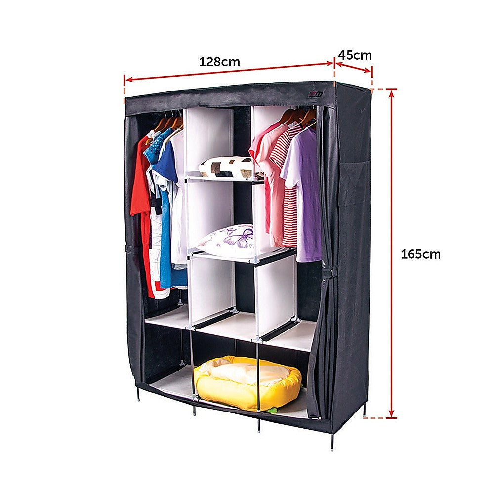 Large Portable Clothes Closet Canvas Wardrobe Storage Organizer with Shelves 11
