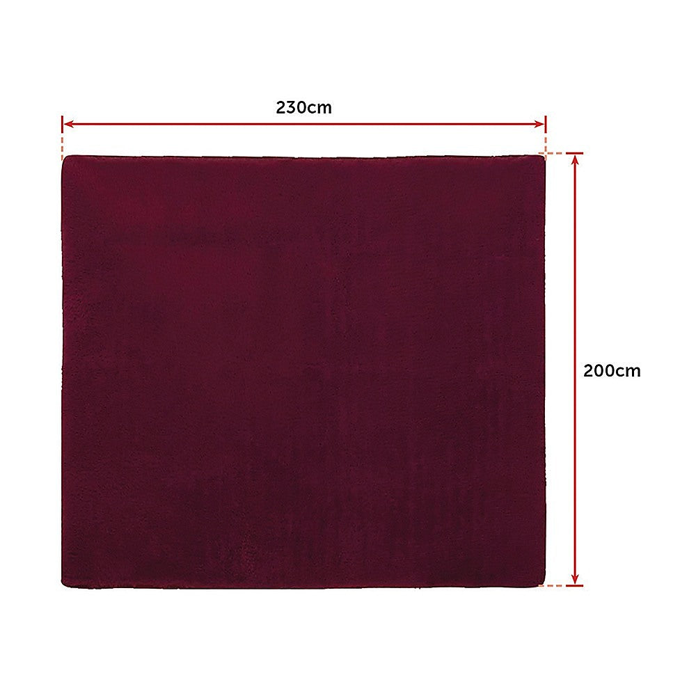 230x200cm Floor Rugs Large Shaggy Rug Area Carpet Bedroom Living Room Mat - Burgundy 8