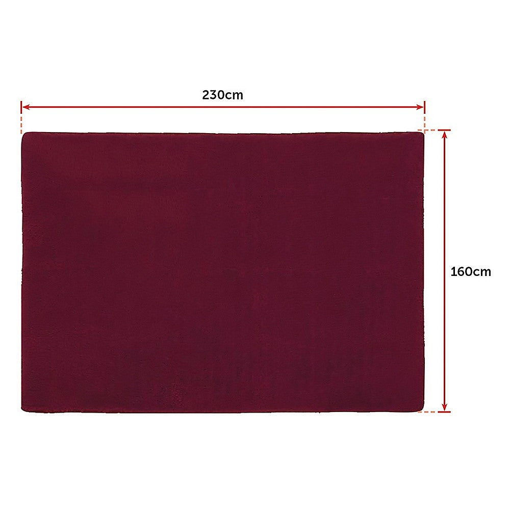 230x160cm Floor Rugs Large Shaggy Rug Area Carpet Bedroom Living Room Mat - Burgundy 8