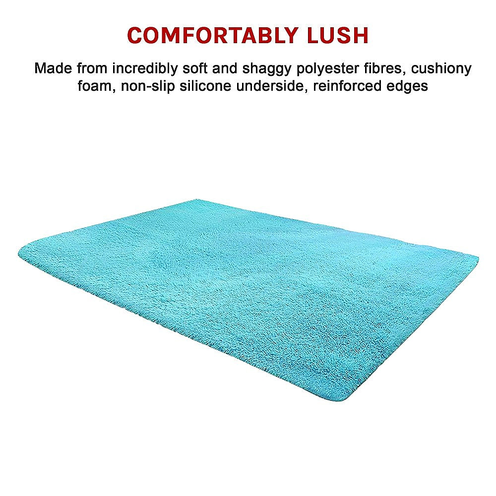200x140cm Floor Rugs Large Shaggy Rug Area Carpet Bedroom Living Room Mat - Turquoise 7
