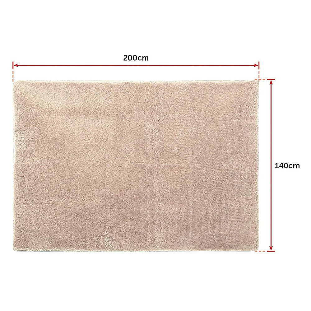 200x140cm Floor Rugs Large Shaggy Rug Area Carpet Bedroom Living Room Mat - Beige 7