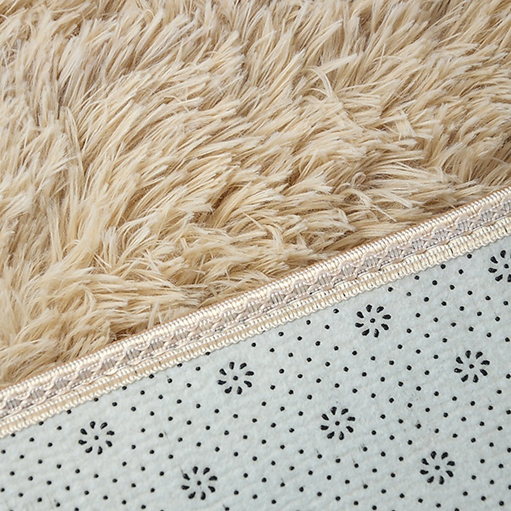 230x200cm Floor Rugs Large Shaggy Rug Area Carpet Bedroom Living Room Mat - Beige 5