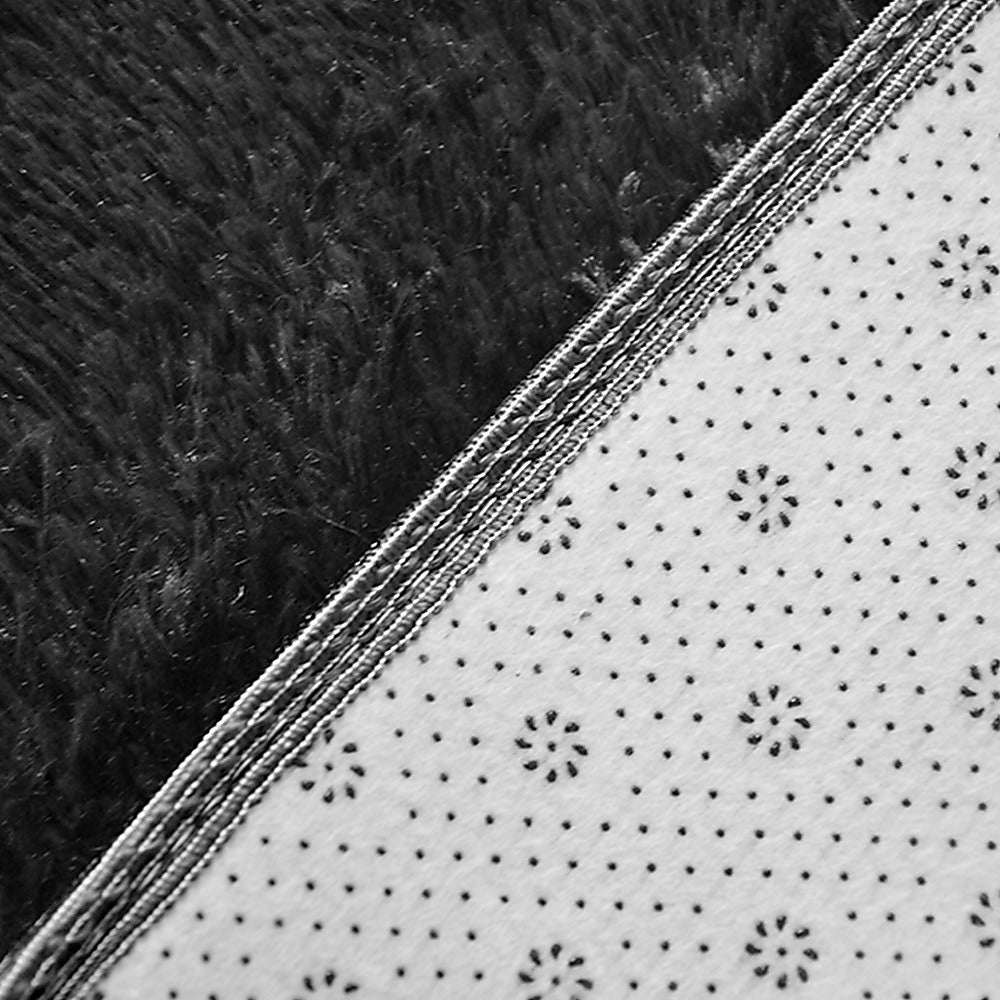 230x200cm Floor Rugs Large Shaggy Rug Area Carpet Bedroom Living Room Mat - Black 5