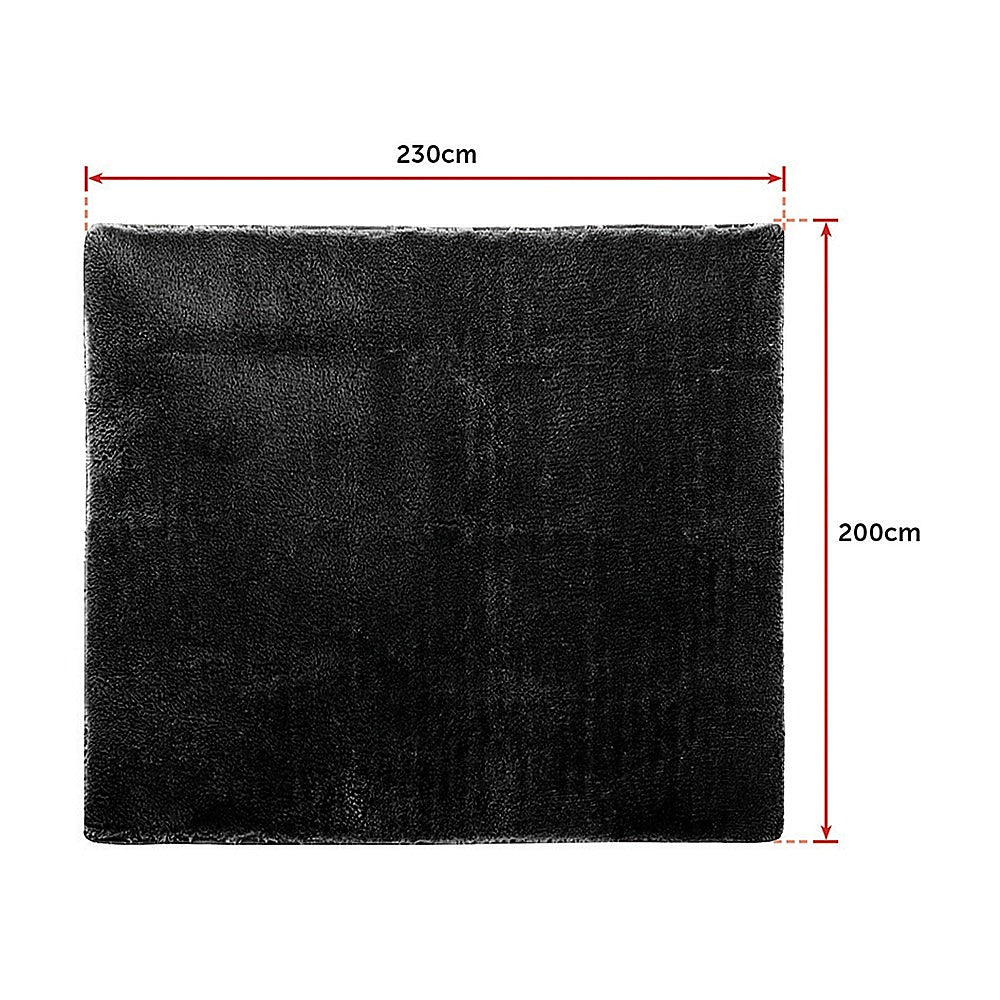 230x200cm Floor Rugs Large Shaggy Rug Area Carpet Bedroom Living Room Mat - Black 8
