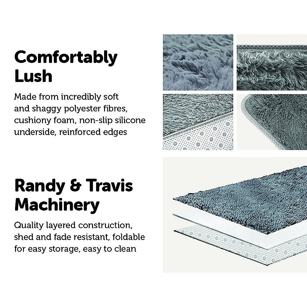 200x140cm Floor Rugs Large Shaggy Rug Area Carpet Bedroom Living Room Mat - Grey 4