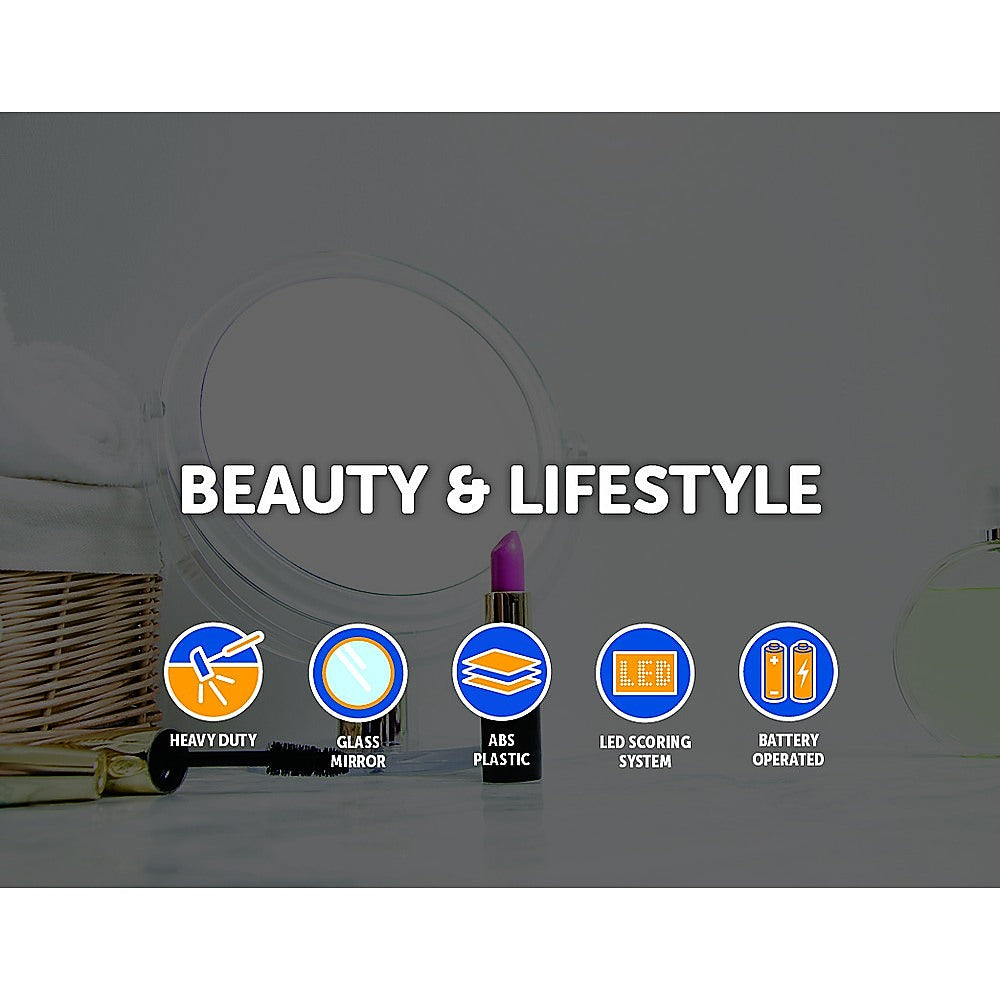 Makeup Mirror With LED Light Standing Mirror Magnifying Tri-Fold Touch 4