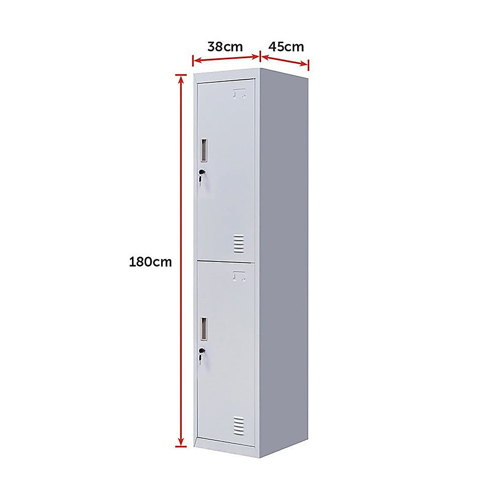 2-Door Vertical Locker for Office Gym Shed School Home Storage 12