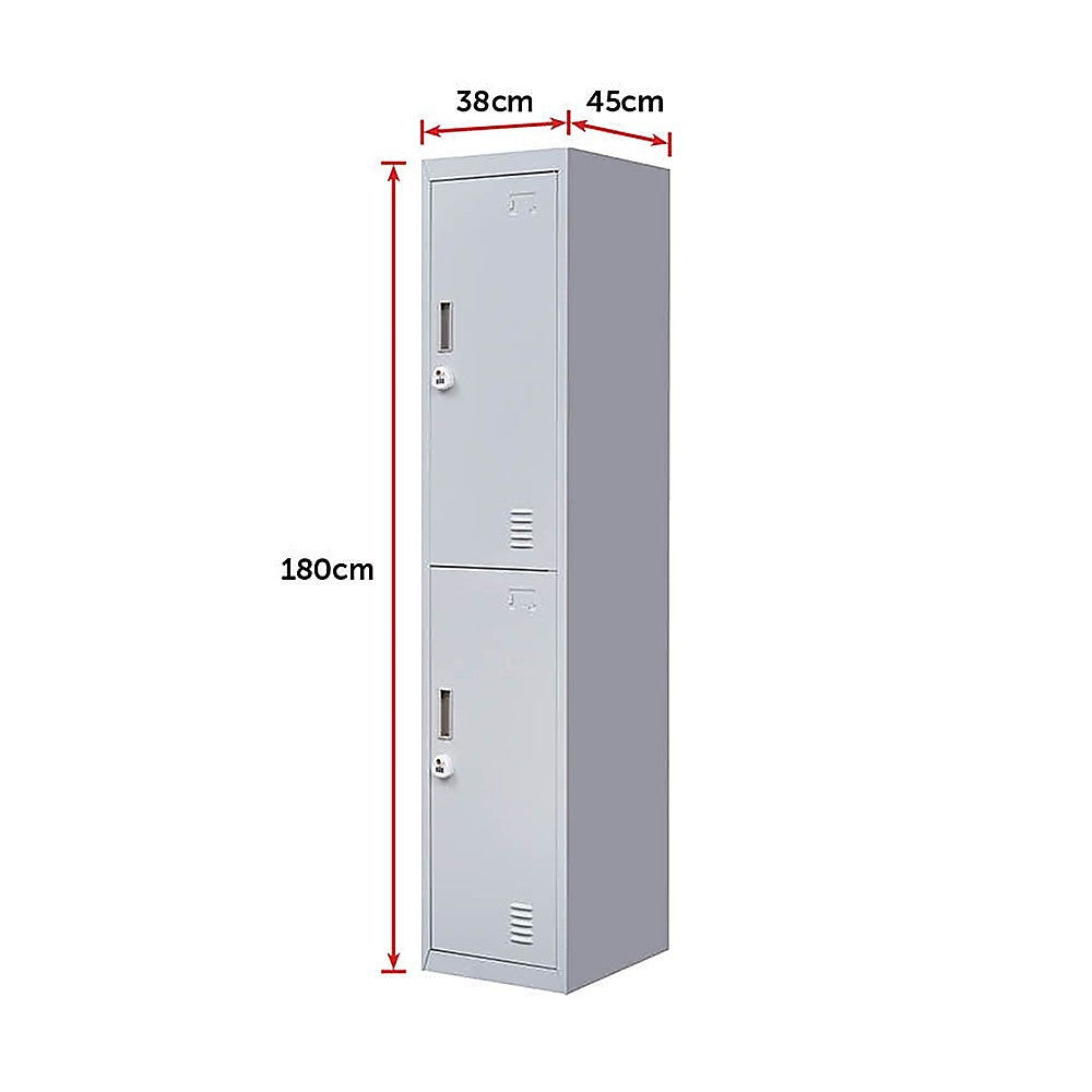 2-Door Vertical Locker for Office Gym Shed School Home Storage 8