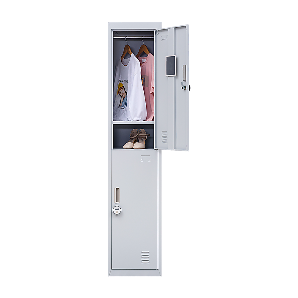 2-Door Vertical Locker for Office Gym Shed School Home Storage 12