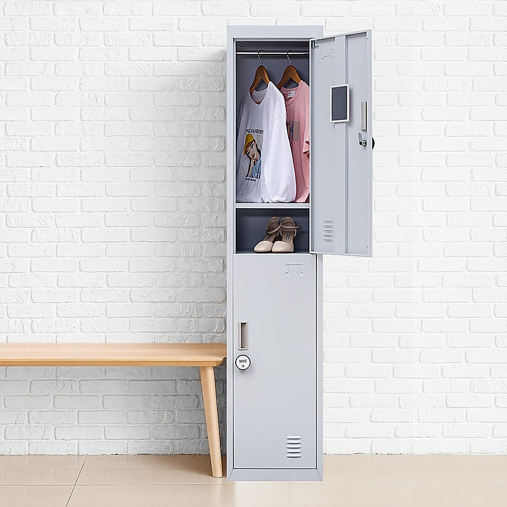 2-Door Vertical Locker for Office Gym Shed School Home Storage 13