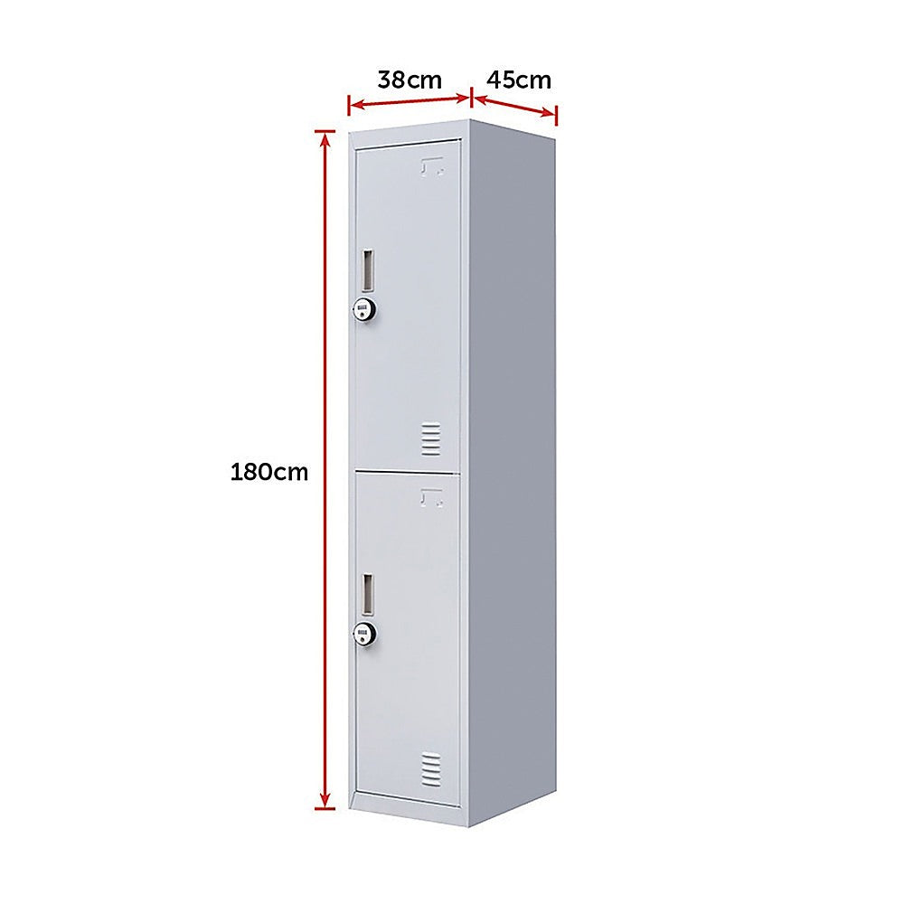 2-Door Vertical Locker for Office Gym Shed School Home Storage 15