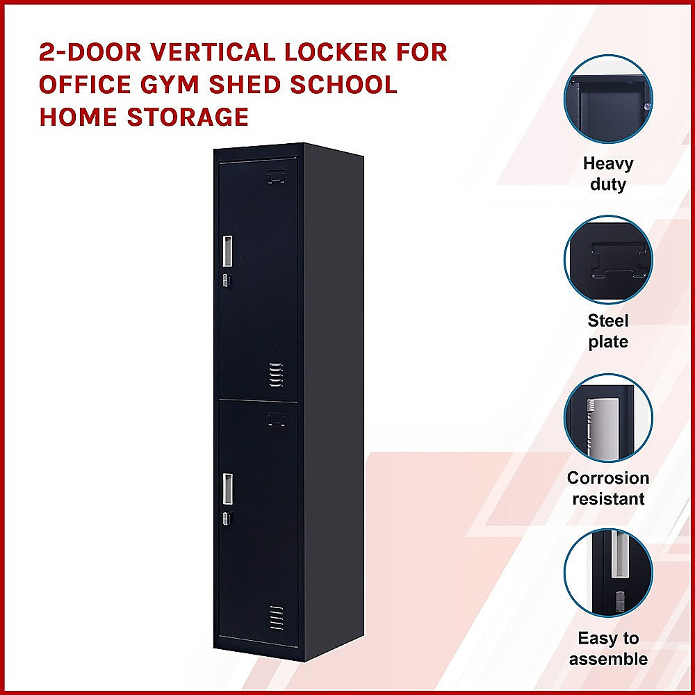 2-Door Vertical Locker for Office Gym Shed School Home Storage 3