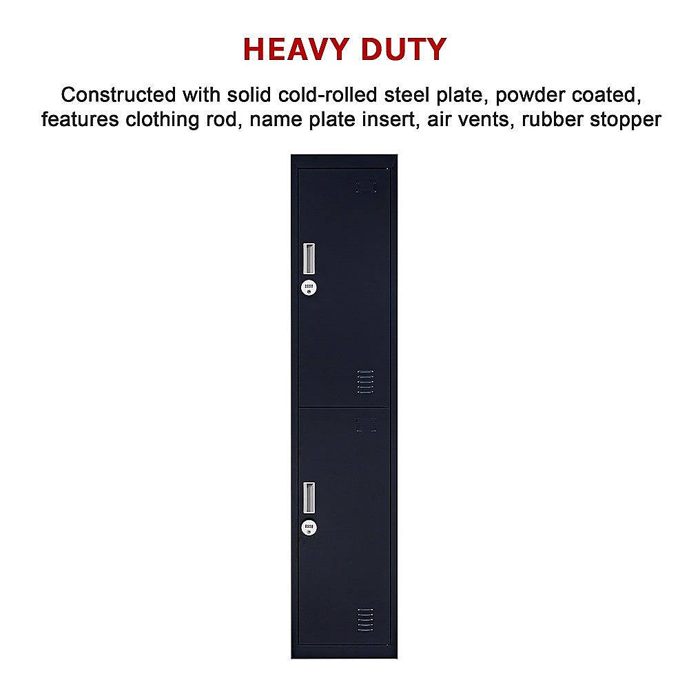 2-Door Vertical Locker for Office Gym Shed School Home Storage 7