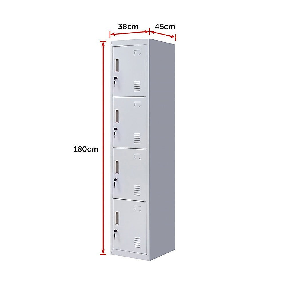 4-Door Vertical Locker for Office Gym Shed School Home Storage 8
