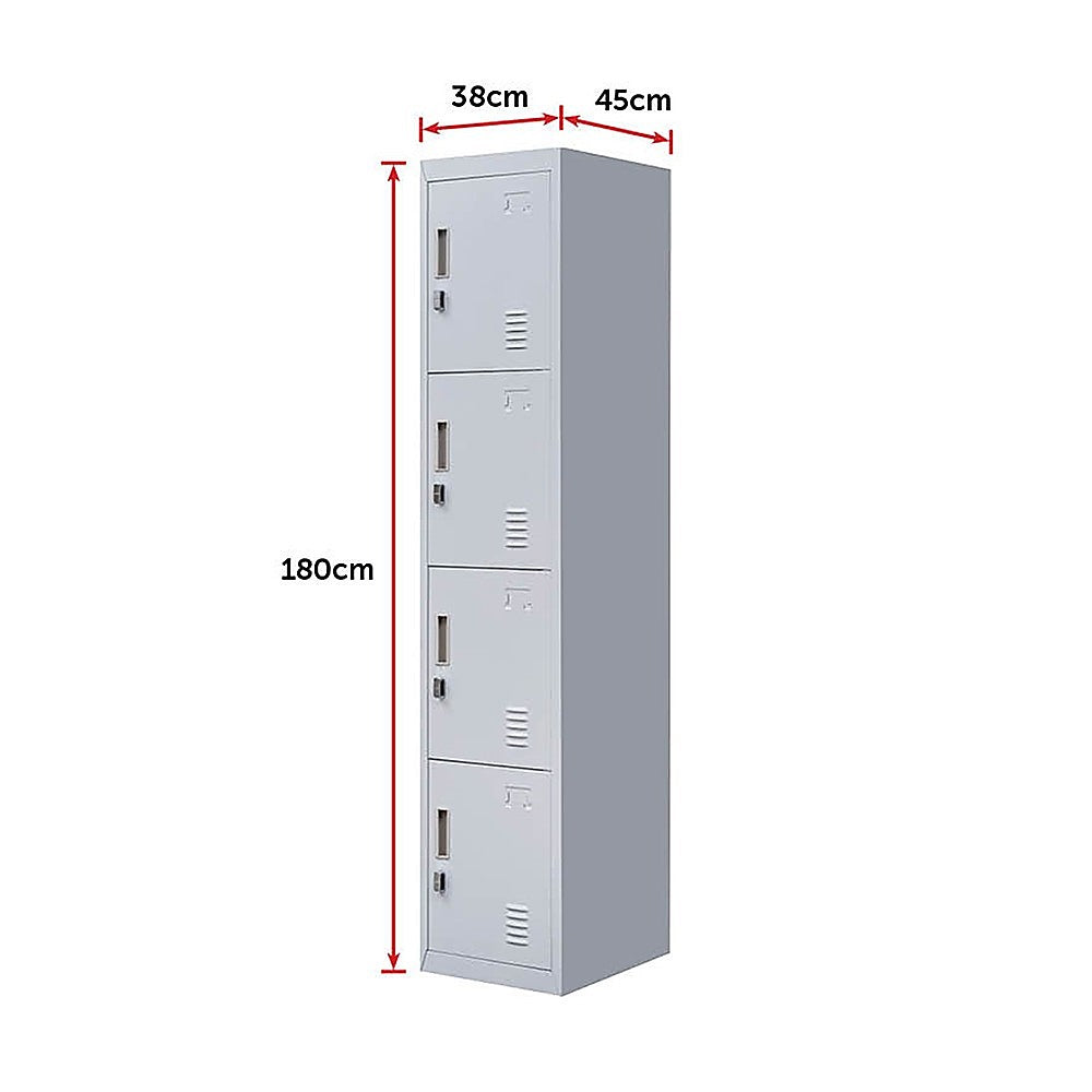 4-Door Vertical Locker for Office Gym Shed School Home Storage 8