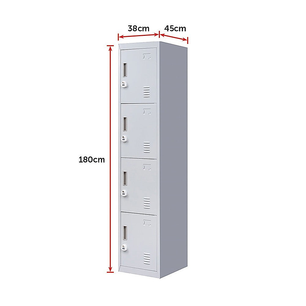 4-Door Vertical Locker for Office Gym Shed School Home Storage 8