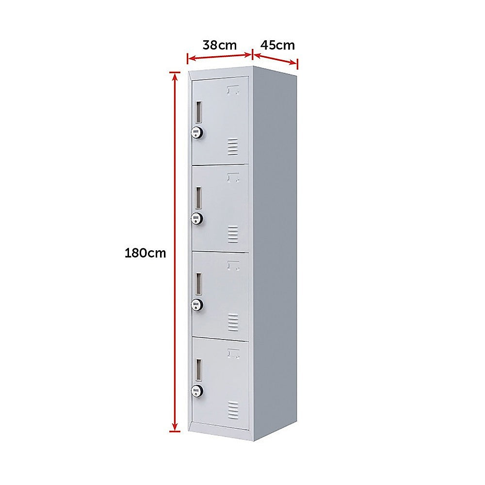 4-Door Vertical Locker for Office Gym Shed School Home Storage 8