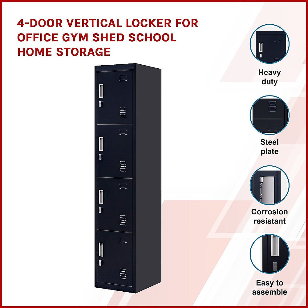 4-Door Vertical Locker for Office Gym Shed School Home Storage 3