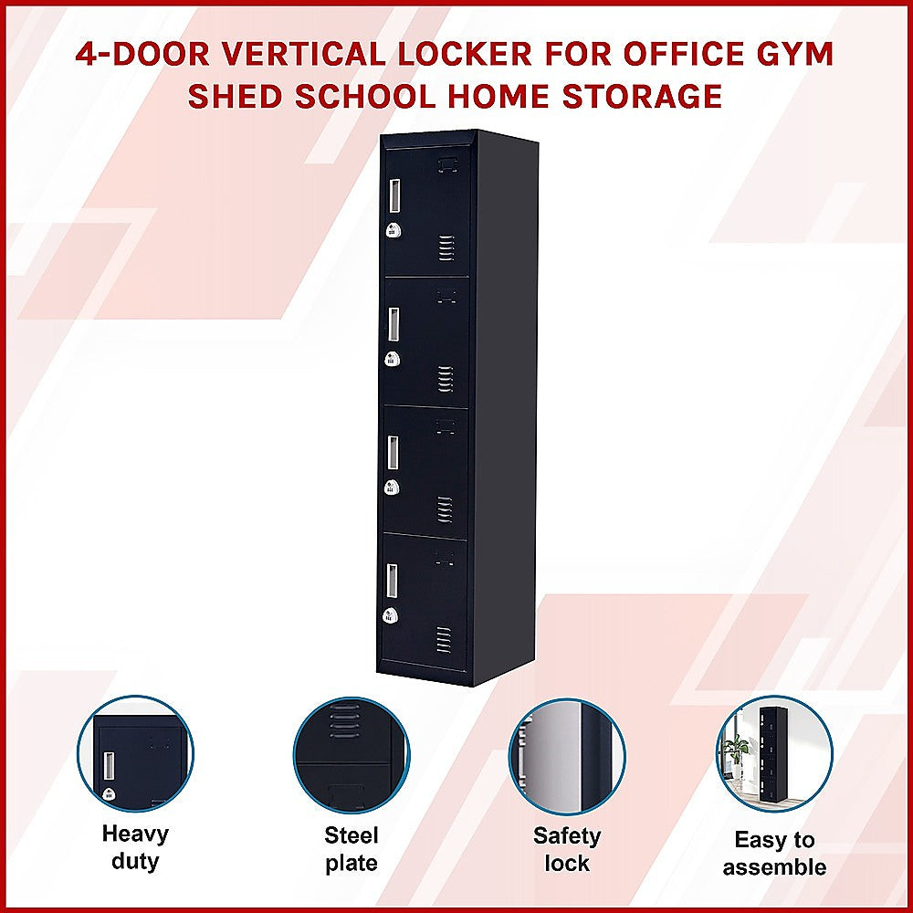 4-Door Vertical Locker for Office Gym Shed School Home Storage 3