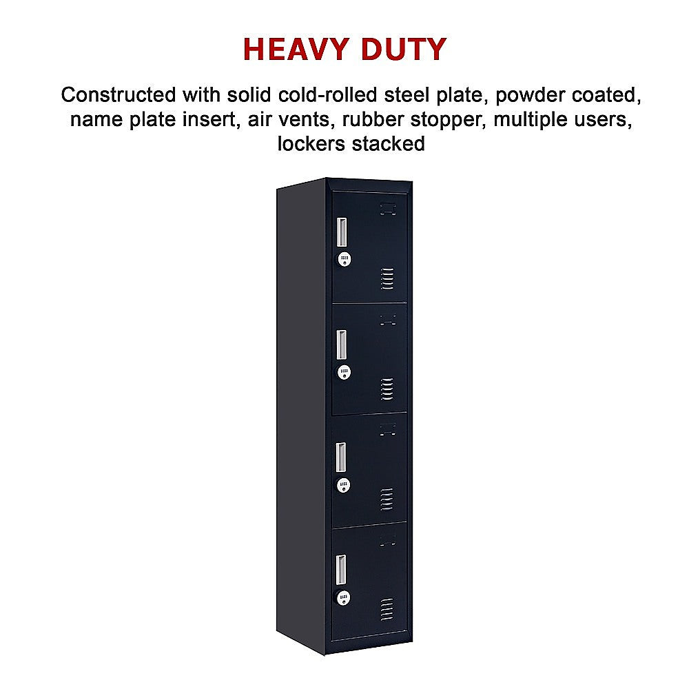 4-Door Vertical Locker for Office Gym Shed School Home Storage 11