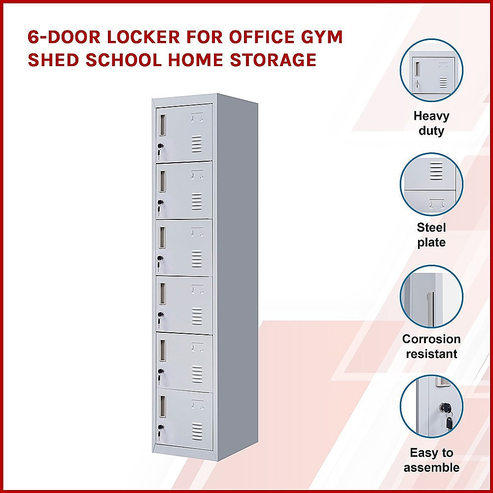 6-Door Locker for Office Gym Shed School Home Storage 3