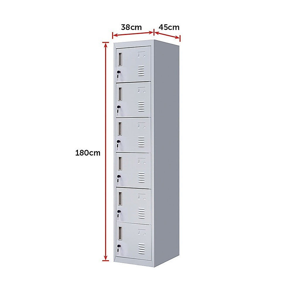 6-Door Locker for Office Gym Shed School Home Storage 8