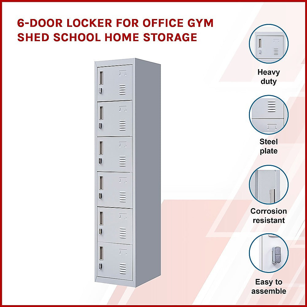 6-Door Locker for Office Gym Shed School Home Storage 3