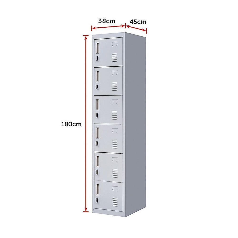 6-Door Locker for Office Gym Shed School Home Storage 8