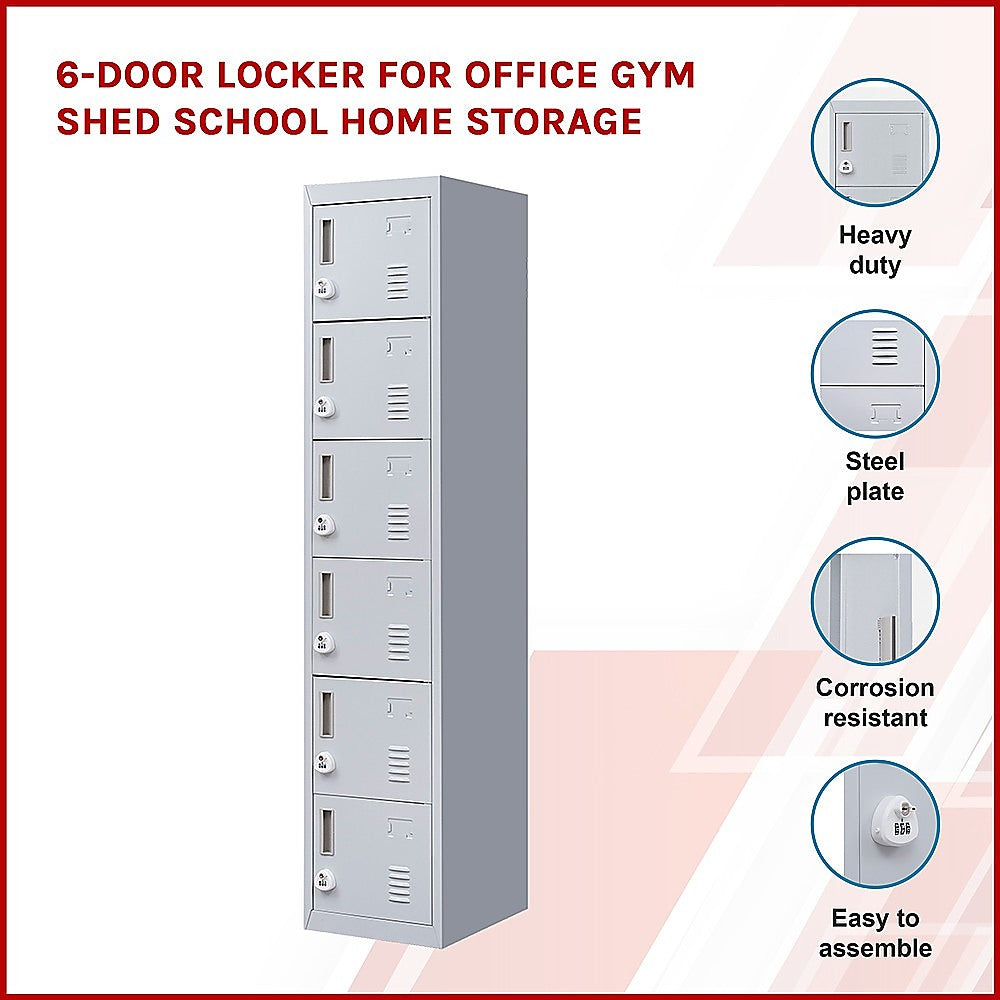 6-Door Locker for Office Gym Shed School Home Storage 3