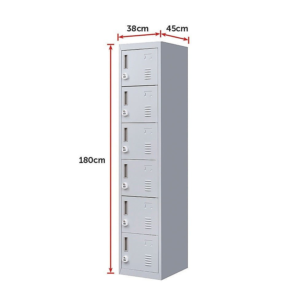 6-Door Locker for Office Gym Shed School Home Storage 8