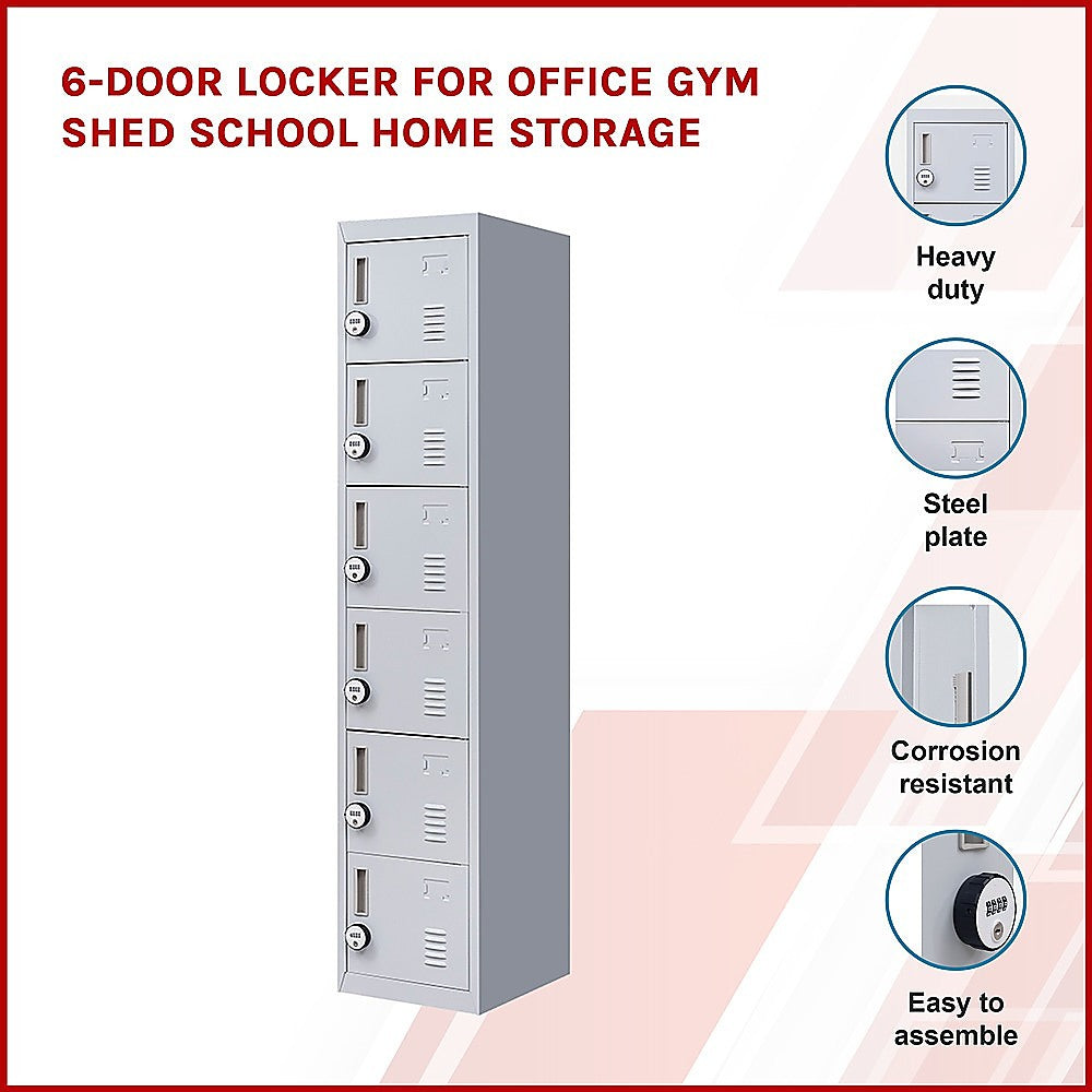 6-Door Locker for Office Gym Shed School Home Storage 3