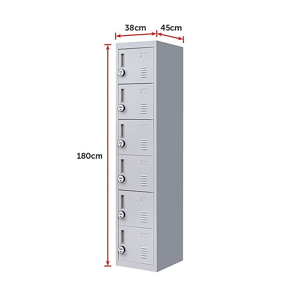 6-Door Locker for Office Gym Shed School Home Storage 8