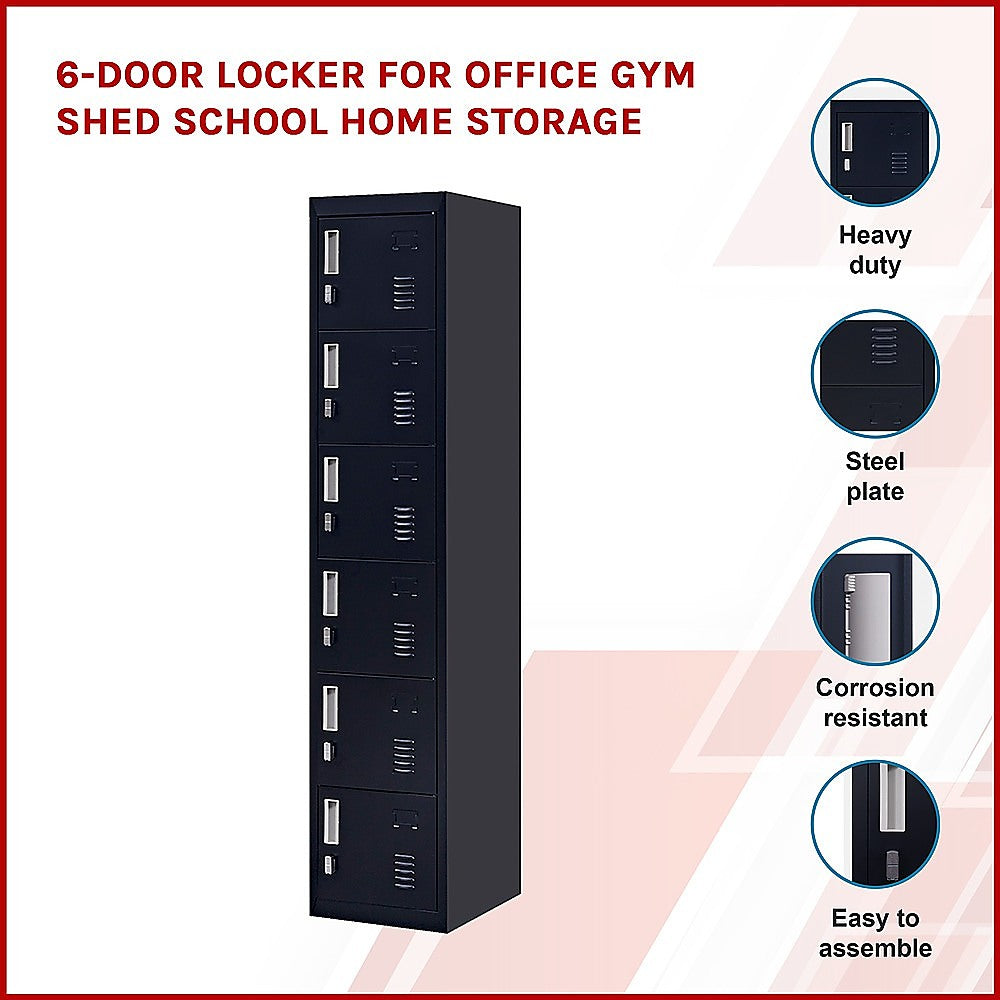 6-Door Locker for Office Gym Shed School Home Storage 3