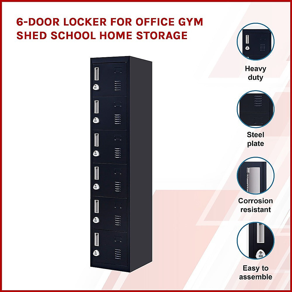 6-Door Locker for Office Gym Shed School Home Storage 3