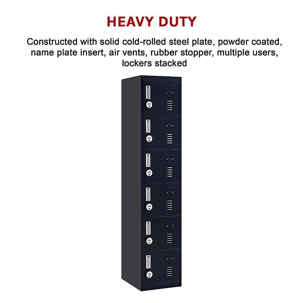 6-Door Locker for Office Gym Shed School Home Storage 11