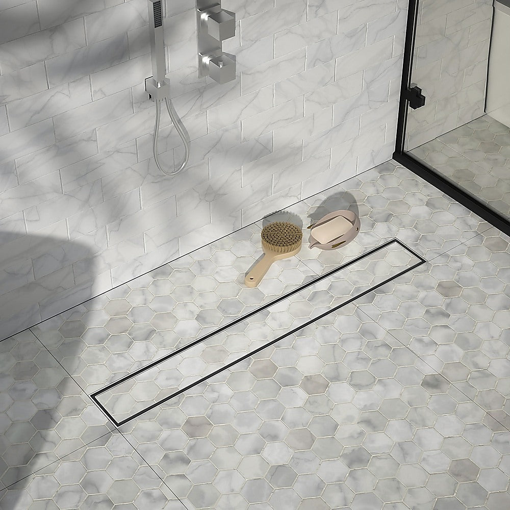 1000mm Tile Insert Bathroom Shower Stainless Steel Grate Drain w/Centre outlet Floor Waste 5