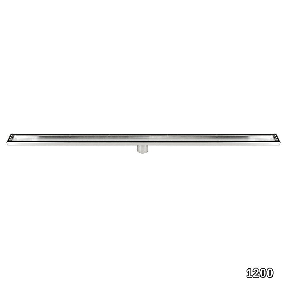 1200mm Tile Insert Bathroom Shower Stainless Steel Grate Drain w/Centre outlet Floor Waste 4