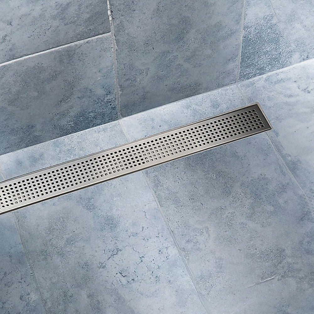 800mm Bathroom Shower Stainless Steel Grate Drain w/Centre outlet Floor Waste 8