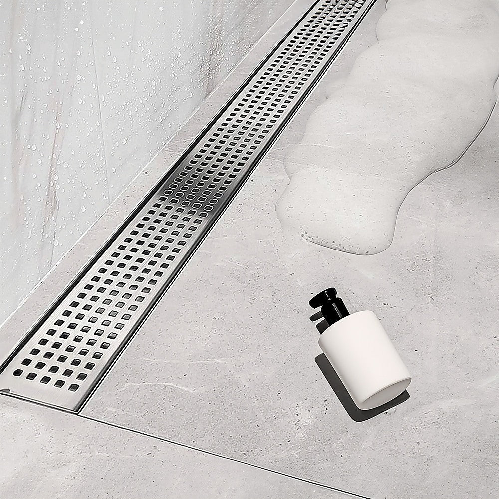 1200mm Bathroom Shower Stainless Steel Grate Drain w/Centre outlet Floor Waste Square Pattern 8