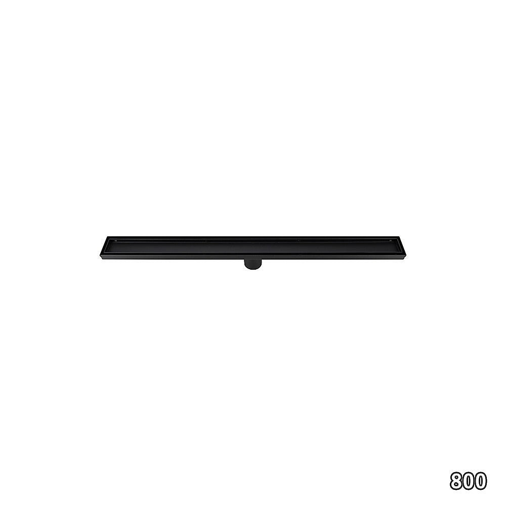 800mm Tile Insert Shower Bathroom Black Grate Drain w/Centre outlet Floor Waste 3