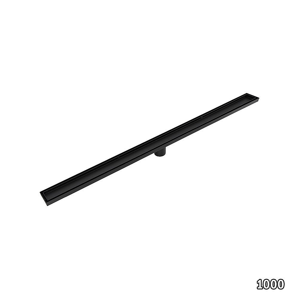 1000mm Tile Insert Bathroom Shower Black Grate Drain w/Centre outlet Floor Waste 10