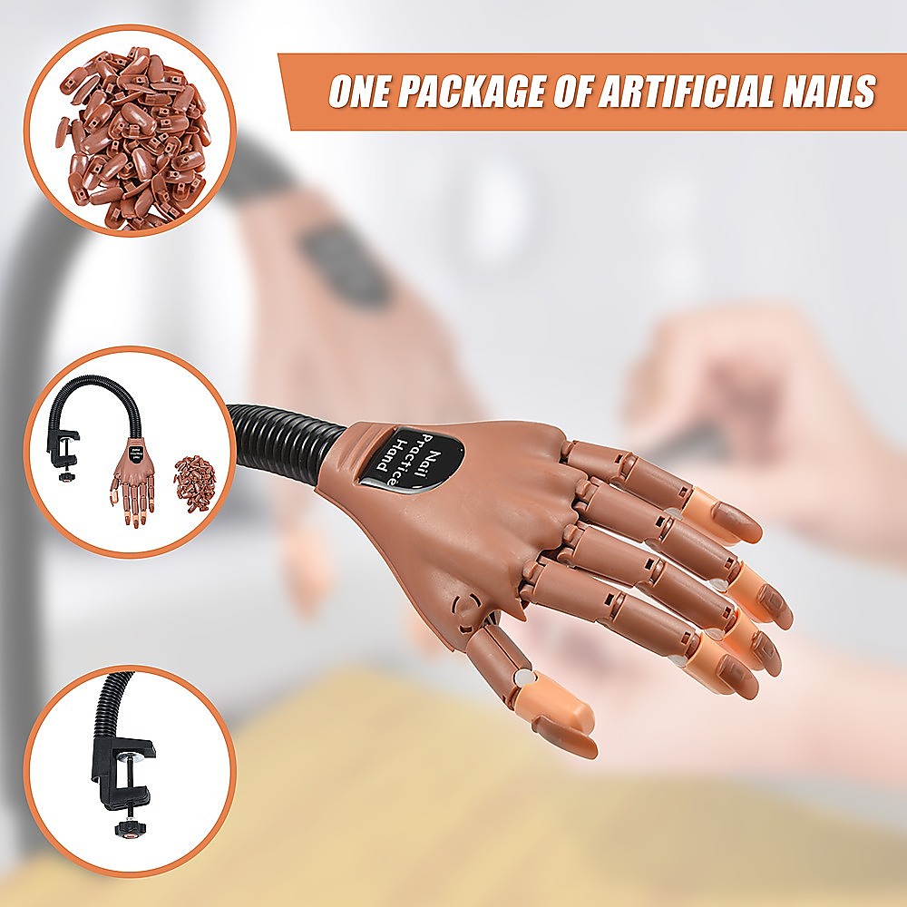 Practice Hand Model for Nail Art Training and Display Manicure with false nails 8