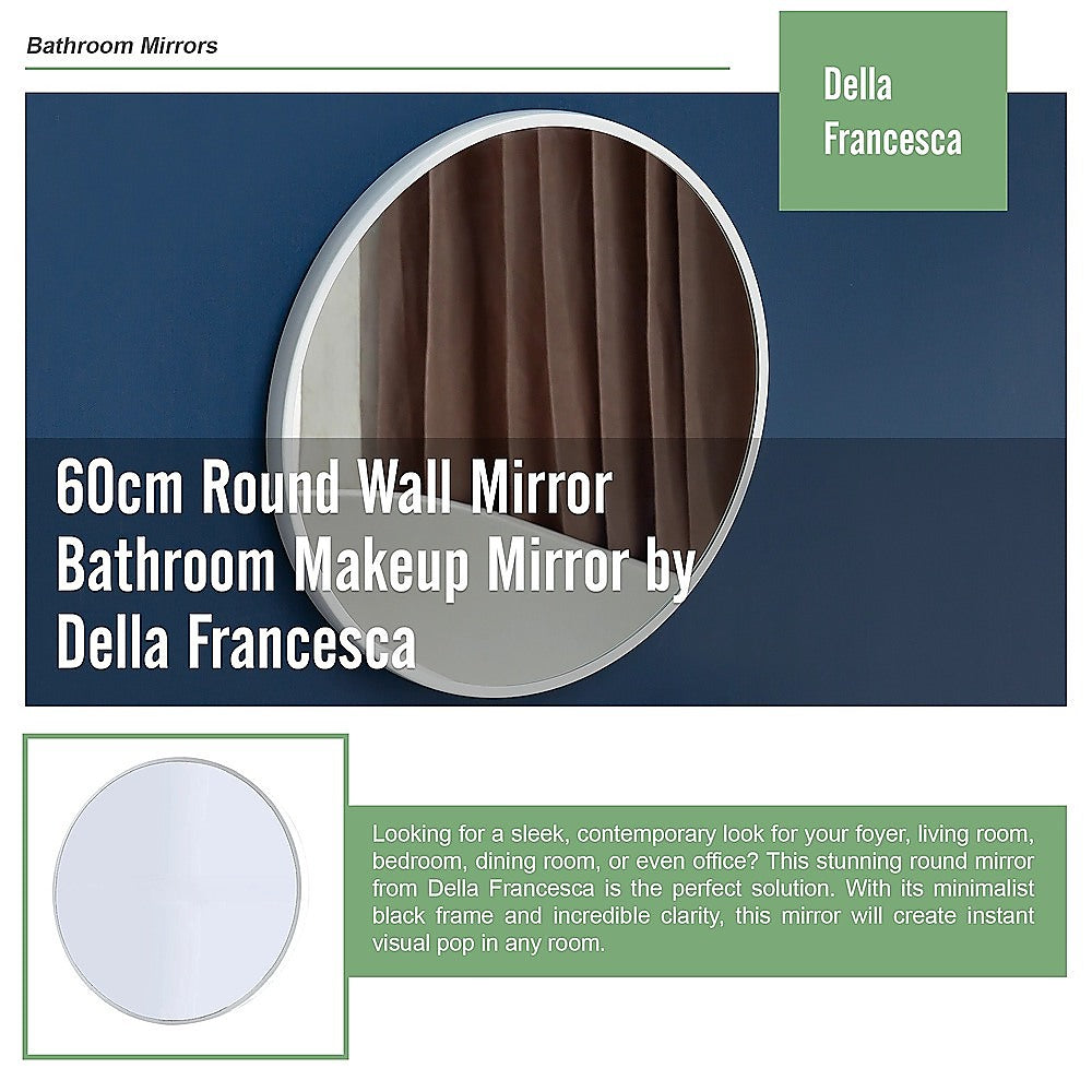 60cm Round Wall Mirror Bathroom Makeup Mirror by Della Francesca 9