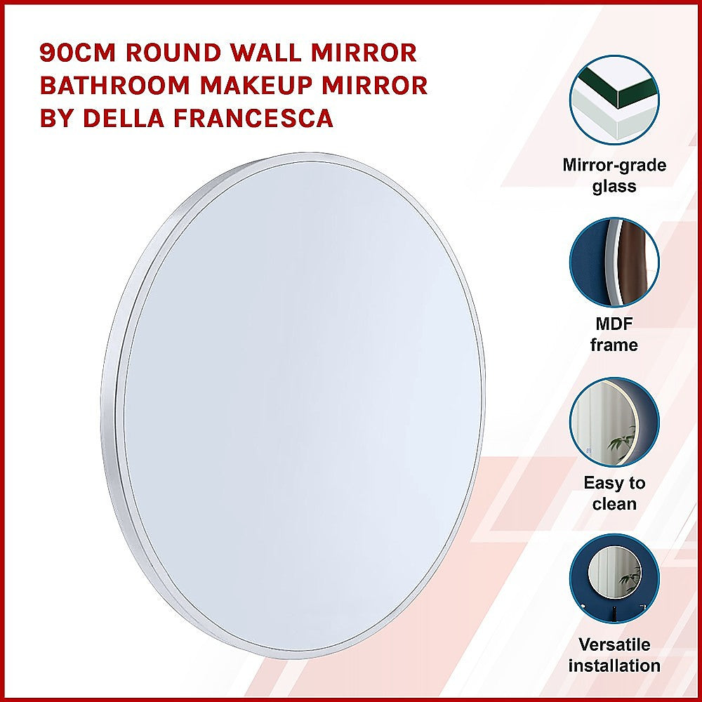 90cm Round Wall Mirror Bathroom Makeup Mirror by Della Francesca 3