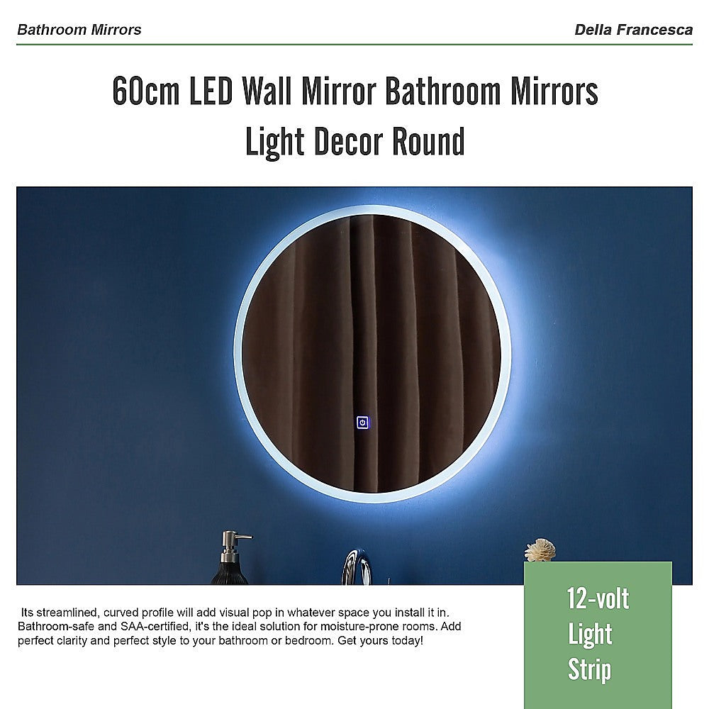 60cm LED Wall Mirror Bathroom Mirrors Light Decor Round 9