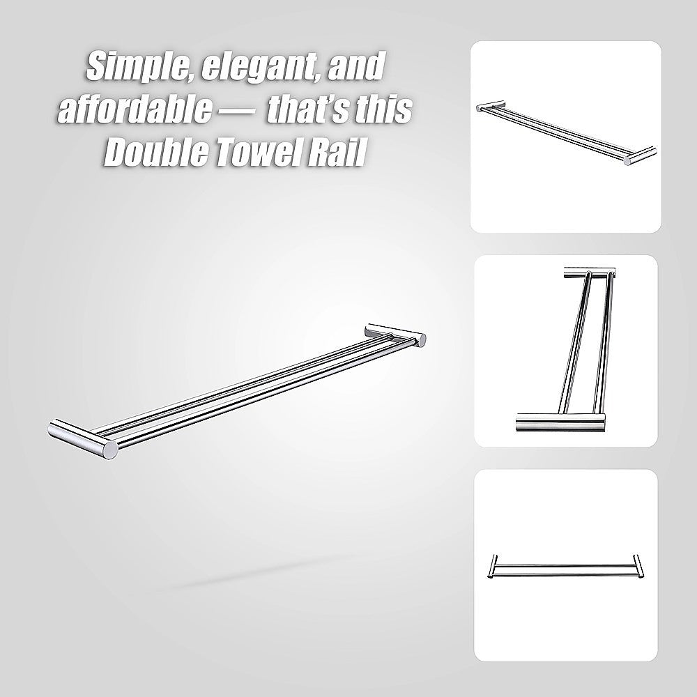 Double Towel Rail Grade 304 Stainless Steel 620mm 8